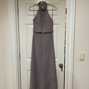 Jenny Yoo Brett Halter Maxi Dress Grey Purple Size 4 - new (no tags)